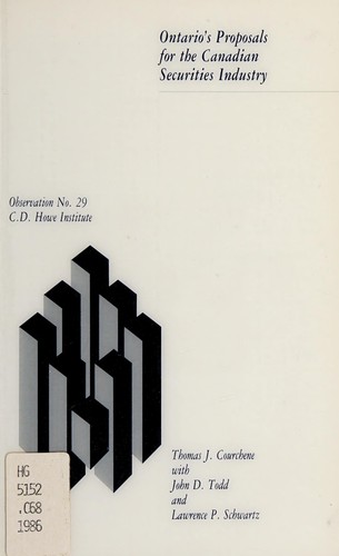 Cover for Ontario's proposals for the Canadian securities industry