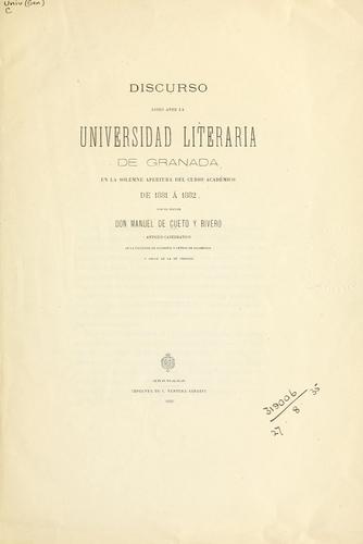 Cover for Discurso leido ante la universidad literaria de Granada