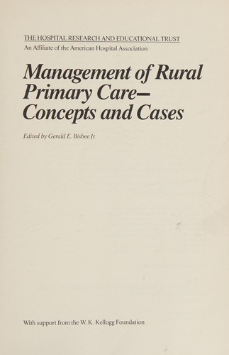 Cover for Management of rural primary care