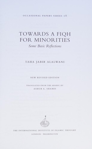 Cover for Towards a fiqh for minorities