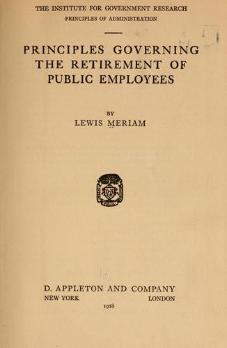 Cover for Principles governing the retirement of public employees