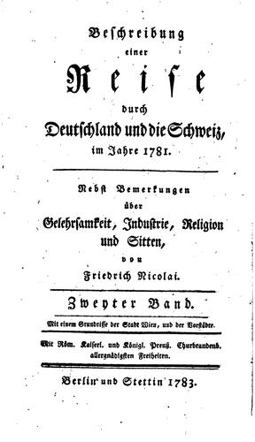 Cover for Beschreibung einer reise durch Deutschland und die Schweiz, im jahre 1781.