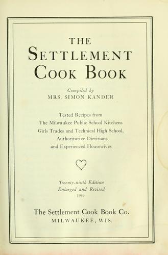 Cover for The Settlement cook book