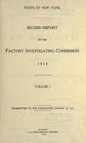 Cover for Second report of the Factory investigating commission, 1913.