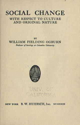Cover for Social change with respect to culture and original nature