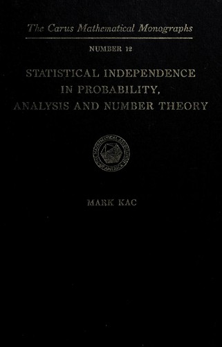 Cover for Statistical independence in probability, analysis and number theory.
