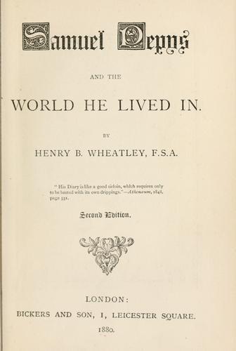 Cover for Samuel Pepys and the world he lived in