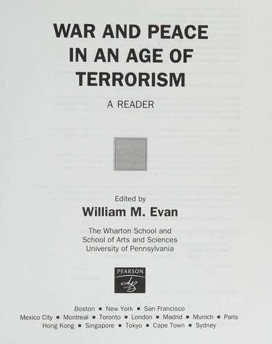 Cover for War and peace in an age of terrorism