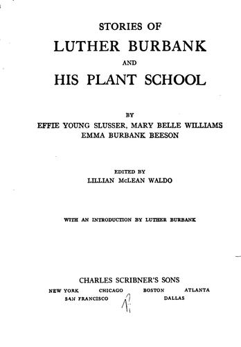Cover for Stories of Luther Burbank and his plant school
