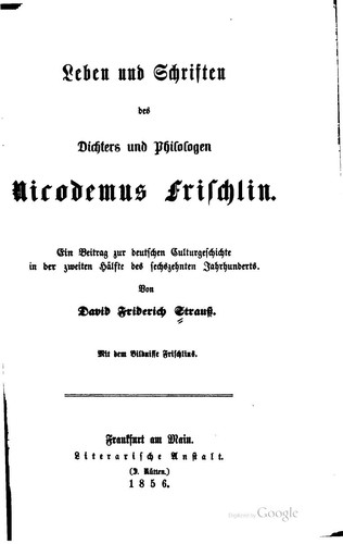 Cover for Leben und Schriften des Dichters und Philologen Nicodemus Frischlin: Ein ...