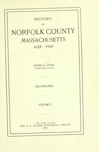 Cover for History of Norfolk County, Massachusetts, 1622-1918.