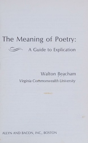 Cover for The Meaning of Poetry