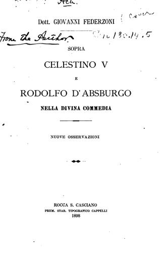 Cover for Sopra Celestino V. e Rodolfo d'Absburgo nella Divina Commedia: nuove osservazioni