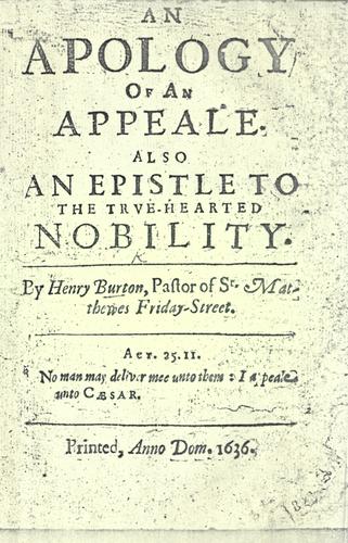 Cover for An apology of an appeale