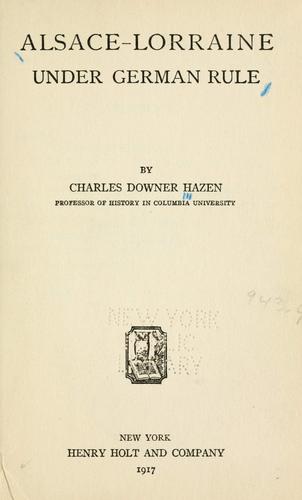 Cover for Alsace-Lorraine under German rule.