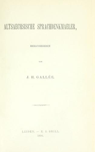 Cover for Altsaechsische Sprachdenkmaeler.