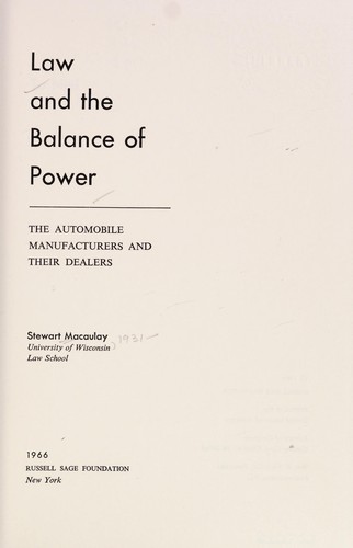 Cover for Law and the balance of power