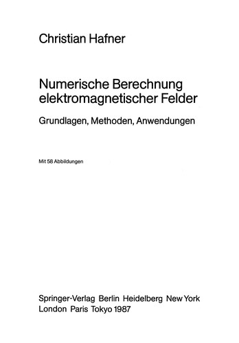 Cover for Numerische Berechnung elektromagnetischer Felder