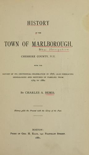 Cover for History of the town of Marlborough