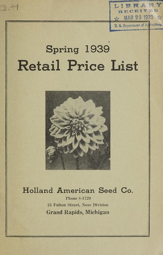 Cover for Retail price list, spring 1939