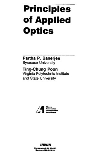 Cover for Principles of applied optics