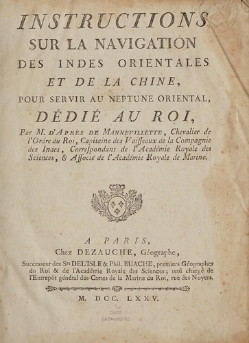 Cover for Instructions sur la navigations sur la navigation des Indes et de la Chine, pour servir au Neptune Oriental dedie au Roi ...
