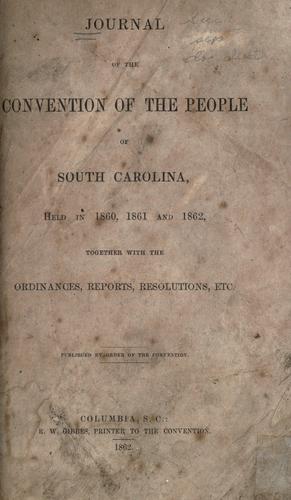 Cover for Journal of the Convention of the people of South Carolina