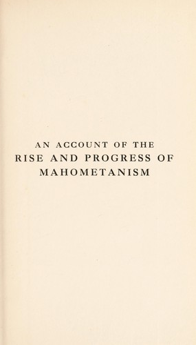 Cover for An account of the rise and progress of Mahometanism