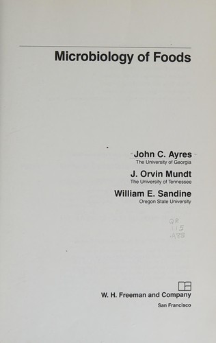 Cover for Microbiology of foods