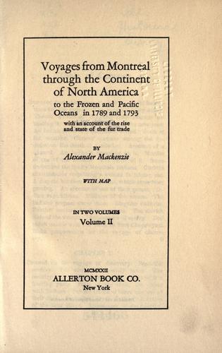 Cover for Voyages from Montreal through the continent of North America to the frozen and Pacific oceans in 1789 and 1793