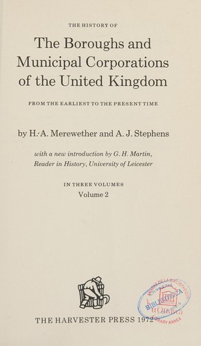 Cover for The history of the boroughs and municipal corporations of the United Kingdom, from the earliest to the present time