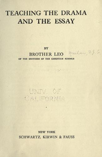 Cover for Teaching the drama and the essay