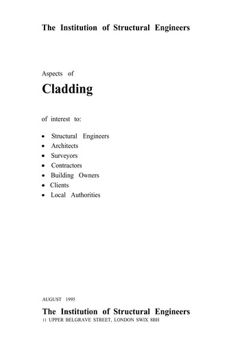 Cover for Aspects of cladding