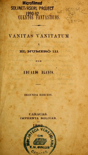 Cover for Cuentos fantásticos. Vanitas vanitatum y El número 111