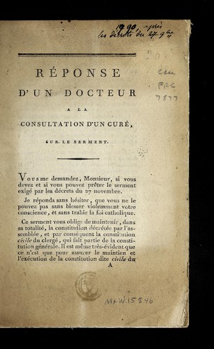 Cover for Re ponse