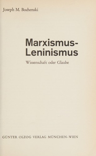Cover for Marxismus-Leninismus