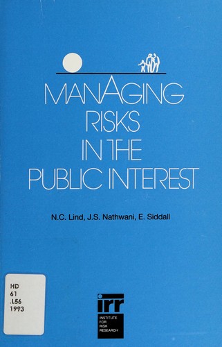 Cover for Managing risks in the public interest