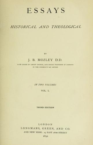 Cover for Essays, historical and theological