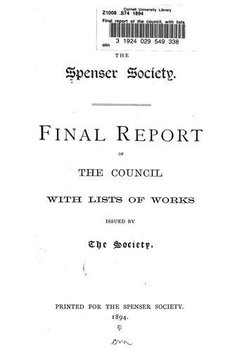 Cover for Final report of the council