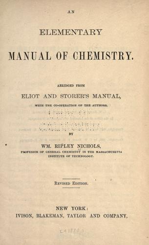 Cover for An elementary manual of chemistry