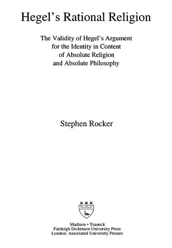Cover for Hegel's rational religion