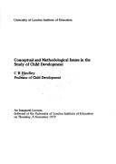 Cover for Conceptual and methodological issues in the study of child development
