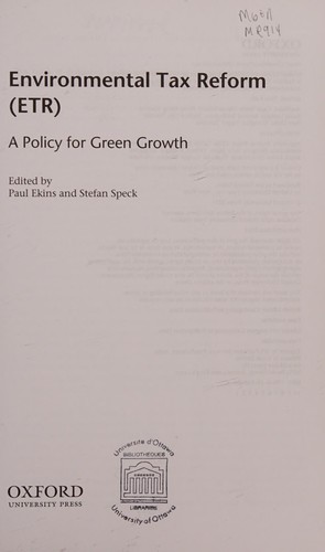 Cover for Environmental tax reform (ETR)