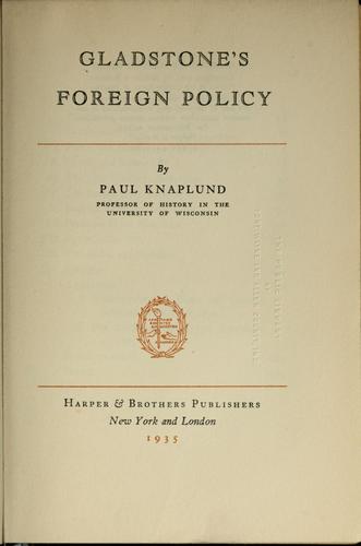 Cover for Gladstone's foreign policy