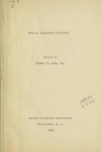 Cover for Special Libraries directory