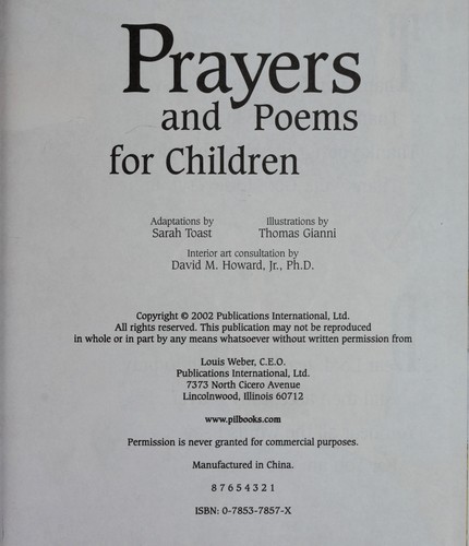 Cover for Poems and prayers for children