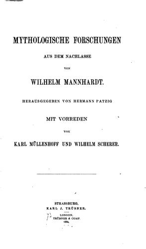 Cover for Mythologische Forschungen aus dem Nachlasse, von Wilhelm Mannhardt.