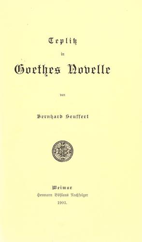 Cover for Teplitz in Goethes Novelle.