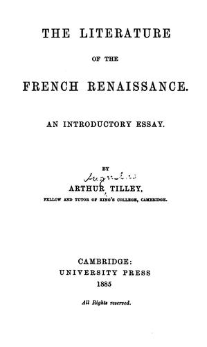 Cover for The literature of the French renaissance.