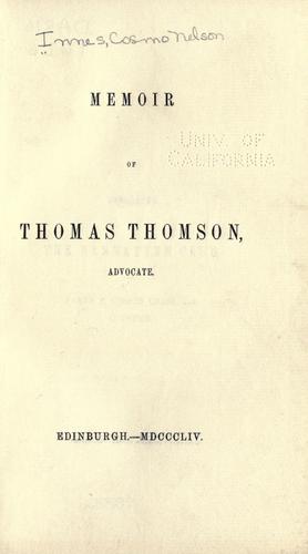 Cover for Memoir of Thomas Thomson, advocate